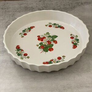 Vintage 70’s Portmeirion Summer Strawberries 12" Quiche Pie Baking Dish England